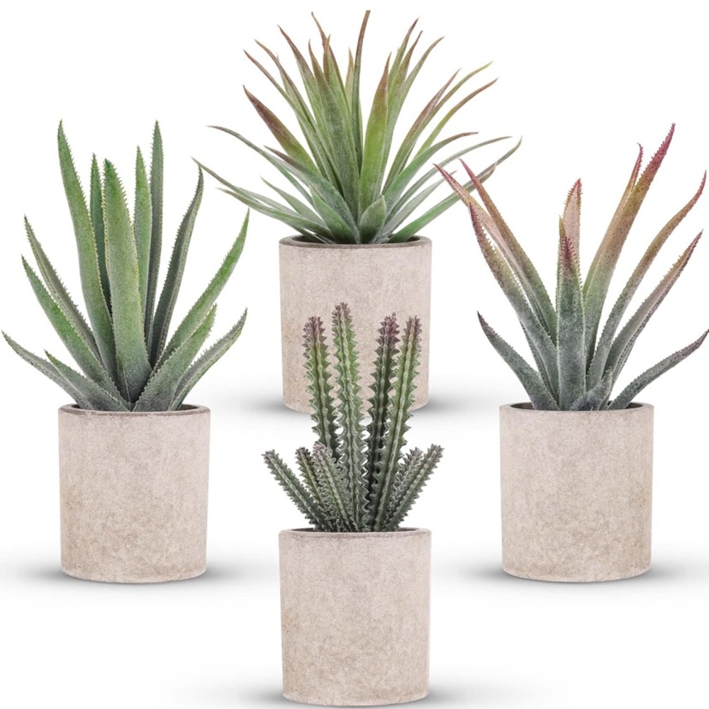 4 Pcs Fake Plants - Mini Artificial Succulent Cactus Plants